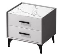 Yajuer Mesita de noche blanca, mesita de noche alta con cajones, mesita de noche moderna, mesita de noche de madera, mesa auxiliar para dormitorios y espacios pequeños (blanco grisáceo, 50 x 40 x 49