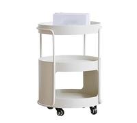 Yajuer Mesita De Noche Redonda, Mesita De Noche Moderna con Ruedas Y Estante, Mesita De Noche Alta, Mesas De Café Pequeñas para Espacios Pequeños, Dormitorio, Sala De Estar(White)