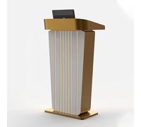 Yajuer Stainless Steel Podium Stand, Presentation Lectern Stand with Storage Shelf, Metal Lectern, Podium Stand Portable for Classroom(Gold)