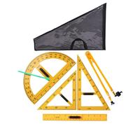 Yajuyi 5 Piezas Equipo de Geometría para Matemáticas Regla de Dibujo Compás Transportador Material Resistente Adecuado para Profesores Ingenieros, 5 uds.