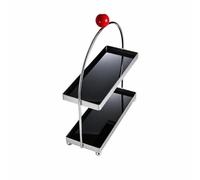 Yajuyi Estante Exhibición con Estantes Acrílico Transparente y Acero Inoxidable con Bor para Mantener los Objetos Seguros Acuado para Baño Tocador y Encimera Cocina, Negro+Rojo