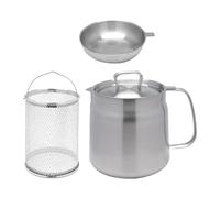 Yajuyi Freidora Profunda de Cocina con Filtro Cesta Tapa Y Asa Utensilios de Acero Inoxidable Resistentes Multiusos para Freír Alimentos Adecuada para Campin, 1.5L, Individual