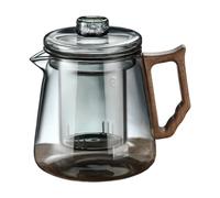 Yajuyi Tetera de Vidrio con Separador de Agua Filtro Extraíble y Asa de Madera para Té de Resistente al Adecuada para Hogar Oficina, Gris Claro, tal como se describe
