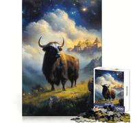 Yak en Paisaje montañoso con Adolescentes en un Templo Rompecabezas de 1000 Piezas Poder de Recuerdo Placer Relajante Bordes precisos Sorpresa de cumpleaños (50x75cm)