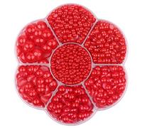 Yaka 2075 piezas 1 caja 7 tamaños 3/4/5/6/7/8/9/10 mm parte trasera plana media redonda perla cabujón cuentas sueltas gema para decoración de uñas manualidades álbum de recortes DIY (rojo)
