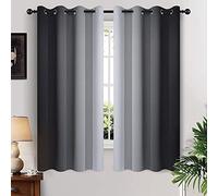 Yakamok - Cortinas térmicas con Ojales para Ventana (52 x 63 cm), diseño de gradiente simétrico, Color Negro