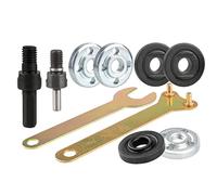 Yakamoz Adaptador de amoladora angular de taladro con juego de piezas de tuerca de brida, adaptador de mandril de eje de taladro de 6 mm y 10 mm con 3 juegos de tuercas de brida de repuesto y