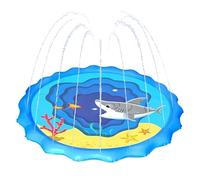 yakermur Aspersor de agua,170 Centímetros Fuente Patrón Tiburón Alfombra - Aspersor De Agua para | para Jardín Césped Terraza Parque Playa Al Aire Libre
