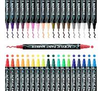 yakermur Bolígrafos Acrílicos Para Pintura,36 Colores Acrílicos | Conjunto Para Arte Dibujo Sobre Lienzo Caligrafía Cerámica Madera Textil Metal Piedra Papel Adultos Multi Superficies