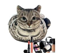 yakermur - Bolsa cosmética con cordón en forma de gato lindo | Estuche organizador de maquillaje, organizador divertido para bolsa de deporte, acampada, vacados, niñas, adolescente