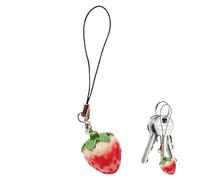 yakermur Encantador del teléfono estético, del llavero de mano,Aesthetic Resin Tomato Strawberry Colgante | Ornamento de comida portátil para el bolso, bolso, teléfono, fresa, Se référer au