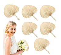 yakermur Fan de la mano Raffia, fans de Raffia de la boda - 6 piezas hechas a mano los fanáticos de Raffia | Suministros de enfriamiento de estilo chino para mujeres Benerario del hogar de