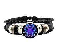yakermur Pulsera de 12 constelaciones, signo del zodiaco, pulsera Spirilet hecha a mano tejida multicapa ajustable de piel sintética, Refer to description, Consulta la descripción, Unisex