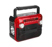yakermur Radio Manivela, Audio Casa con Iluminación, 3 Modos de Brillo Radio Tiempo Portátil para Exterior, Tormenta y Viajes