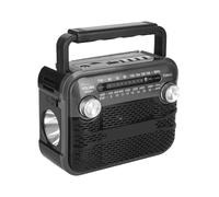 Yakermur Radio Tiempo De Manivela, Audio Hogar con Iluminación | 3 Modos de Brillo Radio Tiempo Portátil para Exterior, Tormenta y Viajes