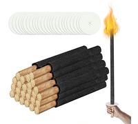 Yakimz Antorchas de Cera, Antorchas para exterior hechas de cera natural, Antorchas para antorcha senderismo niños 45 min con mango largo, Antorcha de jardín para exterior, 25 piezas