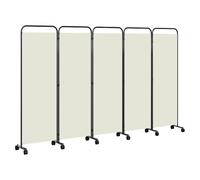 Yakimz Biombo plegable sobre ruedas, 5 piezas, 284 x 181 cm, biombo impermeable para oficina, jardín, balcón, terraza interior (beige)