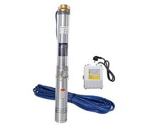 Yakimz Bomba de Pozo Profundo 1100W 1.5HP, Bomba de Agua Sumergible de Acero Inoxidable, Sumergible 4000L/h Caudal, 8,1 bar, altura máxima de extracción 81m, con cable de 20m