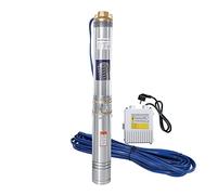 Yakimz Bomba de Pozo Profundo 370W 0.5HP, Bomba de Agua Sumergible de Acero Inoxidable, Sumergible 4000L/h Caudal, 3,4 bar, altura máxima de extracción 34m, con cable de 20m