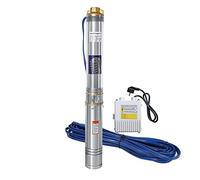 Yakimz Bomba de Pozo Profundo 750W 1HP, Bomba de Agua Sumergible de Acero Inoxidable, Sumergible 4000L/h Caudal, 6,7 bar, altura máxima de extracción 67m, con cable de 20m