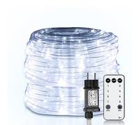 Yakimz Manguera de luz LED de 20 m, 200 LED, resistente al agua, con mando a distancia y temporizador, para exteriores, balcón, terraza, boda, fiesta, luz blanca fría