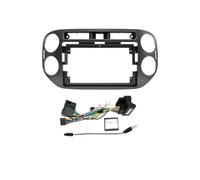 YAKISA para VW para Tiguan NF 2006-2017 Marco De Salpicadero Radio 9 Pulgadas 2DIN Panel Estéreo Arnés Cableado Cable Alimentación Marco Fascia Radio(G Frame Cable c*anbus)