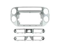 YAKISA para VW para Tiguan NF 2006-2017 Marco De Salpicadero Radio 9 Pulgadas 2DIN Panel Estéreo Arnés Cableado Cable Alimentación Marco Fascia Radio(Only Silver Frame)