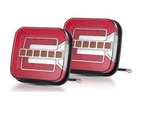 YAKISA Piloto Posterior Para Camión Remolque Furgoneta Autobús Camioneta 4x4 Luz Trasera LED Cuadrada 4 Pulgadas Lámpara Trasero Placa Matrícula 12V 24V Señal Giro DRL(2PCS)