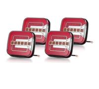 YAKISA Piloto Posterior Para Camión Remolque Furgoneta Autobús Camioneta 4x4 Luz Trasera LED Cuadrada 4 Pulgadas Lámpara Trasero Placa Matrícula 12V 24V Señal Giro DRL(4PCS)