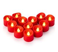 Yakpo 12 velas de té rojas sin llama, funciona con pilas, velas votivas LED parpadeantes eléctricas, velas artificiales, paquete al por mayor para Navidad, bodas, decoraciones románticas para fiestas
