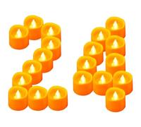 Yakpo 24 velas de té LED naranjas que funcionan con pilas, sin llama, velas votivas eléctricas falsas, paquete grande, para fiestas, al aire libre, Navidad, Halloween, decoración de calabaza