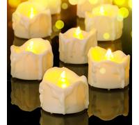 Yakpo Juego de 12 velas de té con temporizador, sin llama, con temporizador, sin llama, con temporizador, velas eléctricas artificiales, paquete al por mayor, para Navidad, Halloween, decoración de