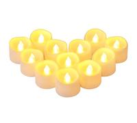 Yakpo Paquete de 12 velas de té LED con temporizador, funciona con pilas, sin llama para exteriores, temporizador LED falso, vela votiva, vela eléctrica parpadeante a granel para decoraciones de luz