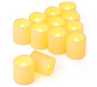 Yakpo Paquete de 12 velas de té LED de 3,8 cm x 4,6 cm, funcionan con pilas, velas votivas eléctricas parpadeantes sin llama, velas falsas de llama parpadeante a granel para Halloween, boda, Navidad
