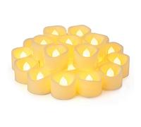 Yakpo Paquete de 12 velas de té sin llama de 1.5 x 1.2 pulgadas, funciona con pilas, velas LED parpadeantes votivas eléctricas para exteriores, velas falsas a granel para Halloween, boda, fiesta