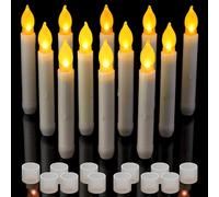 Yakpo Paquete de 12 velas LED cónicas parpadeantes sin llama de Halloween, funcionan con pilas, velas falsas flotantes eléctricas colgantes a granel para ventana, candelabro, candelabro, decoración de
