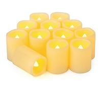 Yakpo Paquete de 12 velas votivas LED sin llama parpadeantes de 5 cm, funciona con pilas, velas votivas falsas eléctricas, velas LED sin llama para decoración al aire libre, boda, Navidad, Halloween,