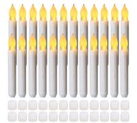Yakpo Paquete de 24 velas cónicas LED flotantes colgantes de Halloween, funcionan con pilas, sin llama, parpadeantes, velas cónicas falsas a granel para ventana, candelabro, mesa de Navidad,