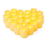 Yakpo Paquete de 24 velas de té parpadeantes sin llama de 1.5 x 1.8 pulgadas, funcionan con pilas, encendidas más de 200 horas parpadeantes, velas votivas LED parpadeantes, velas eléctricas al aire