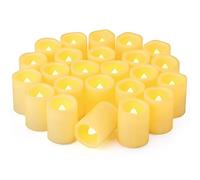 Yakpo Paquete de 24 velas votivas parpadeantes sin llama de 1.5 x 2 pulgadas, funcionan con pilas, encendidas más de 200 horas de luz LED votiva, velas eléctricas parpadeantes al aire libre a granel