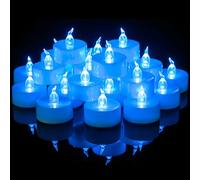 Yakpo - Paquete de 36 velas LED azules a pilas, velas votivas parpadeantes azules sin llama, velas falsas LED eléctricas a granel para bodas, fiestas, Navidad y decoraciones de calabaza de Halloween