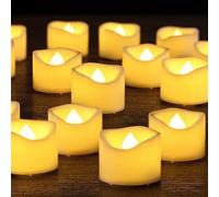 Yakpo Paquete de 48 velas de té de 1.5 x 1.2 pulgadas, funciona con pilas, velas votivas LED parpadeantes sin llama, velas eléctricas para exteriores, velas falsas parpadeantes a granel para bodas,