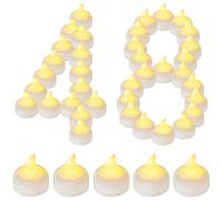Yakpo Paquete de 48 velas de té flotantes LED impermeables, sin llama, parpadeantes, funcionan con pilas, velas votivas LED de agua blanca a granel para centro de mesa de boda, jarrón, decoraciones de