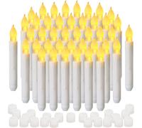 Yakpo Paquete de 48 velas LED cónicas que funcionan con pilas, velas flotantes colgantes sin llama de Halloween, velas cónicas falsas eléctricas a granel para decoración de ventana, Navidad, fiesta en