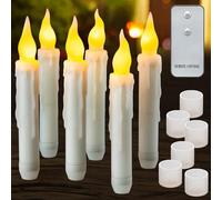 Yakpo Paquete de 6 velas cónicas LED remotas que funcionan con pilas, luces flotantes de Halloween parpadeantes sin llama para exteriores, velas falsas a granel, soporte de araña de ventana,