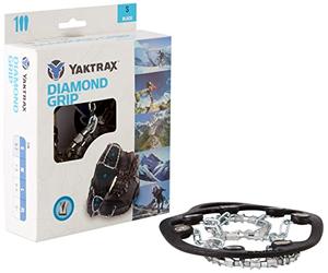 Yaktrax Diamond Grip - Tracción Total en Hielo, Nieve y terrenos - Puntos de Agarre de Perlas giratorias - Banda elástica Resistente al frío, fácil de Usar, Talla S