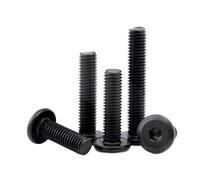 YAKUFAST 10 piezas/lote M3 M4 M5 M6 M8 Acero al carbono negro CM Tornillo hexagonal plano grande Tornillo Allen Tornillo for muebles Perno conector(16mm x10pcs,M4)