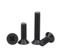 YAKUFAST Lote de 50 tornillos de cabeza avellanada plana de acero negro, tamaño mini, M1, M1.2, M1.4, M1.6, M1.7, M2, M2.5, M3, M3.5, M4, M5, KM.(16mm x50pcs,M3)