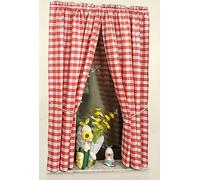 Yaland Cortinas Opacas con Patrón de Cuadros, Cortinas de Casa de Campo, Cortinas de Salón con Alzapaños, Cordón y Cinta de Volantes (An x Al 100 x 120 cm, Rojo) Pack de 2
