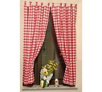 Yaland Cortinas opacas con patrón de cuadros estilo casa de campo, cortinas para salón con alzapaños y trabillas (Alto x Ancho 160x80cm, rojo) 2 unidades
